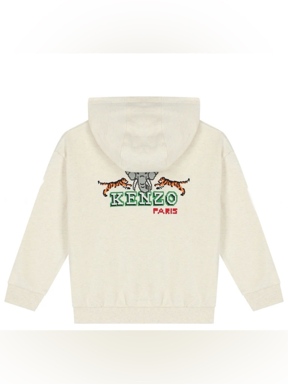 KENZO Kids Cream Logo Hoodie with Tiger Motif